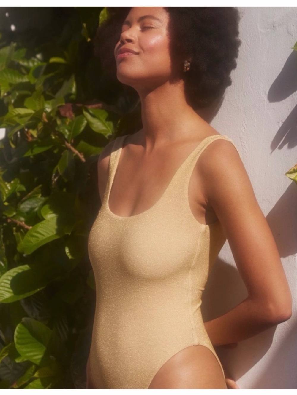Aerie Sparkle Babewatch One Piece Swimsuit- Golden Oak
